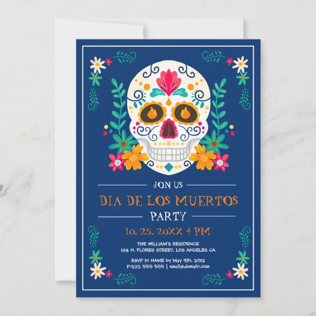 Day Of The Dead, Dia De Los Muertos Party Invite 2 (Front)