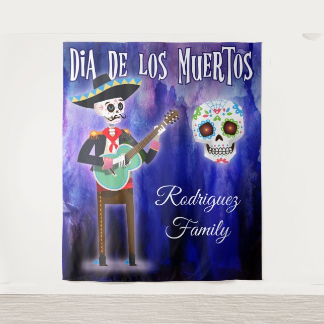 Day of the Dead Dia de Los Muertos Photo Backdrop Tapestry (Front)