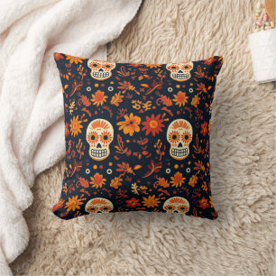Day of the Dead Día de Los Muertos Sugar Skull Throw Pillow