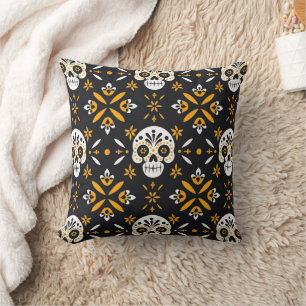 Day of the Dead Día de Los Muertos Sugar Skull Throw Pillow