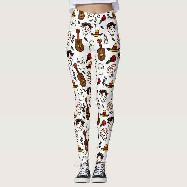 day of the dead doodle leggings (Front)