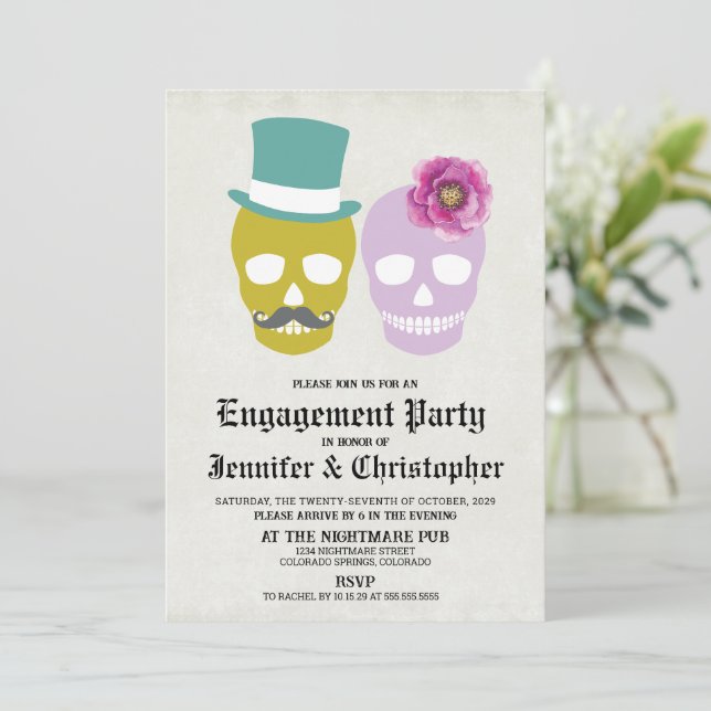 Day of the Dead Engagement Party Invitation (Standing Front)