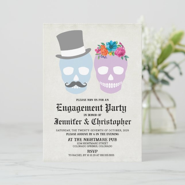 Day of the Dead Engagement Party Invitation (Standing Front)