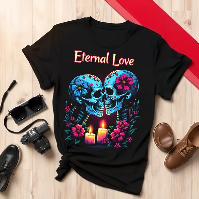Day of the Dead Eternal Love with Dual Skill Faces T-Shirt (Creator Uploaded)