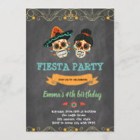 Day of the dead fiesta birthday invitation