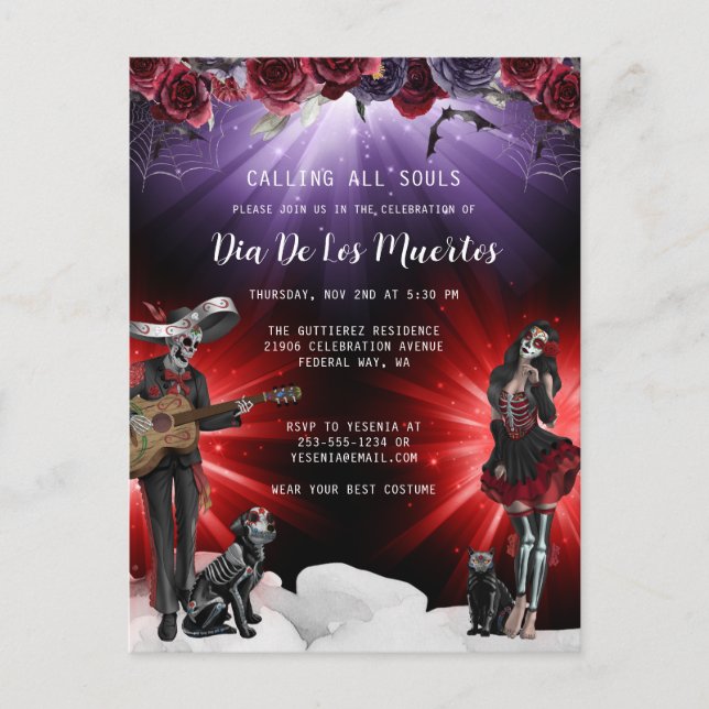 Day of the Dead Floral Postcard (Front)