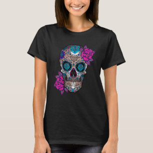 Day Of The Dead Floral Sugar Skull Dia De Los Muer T-Shirt