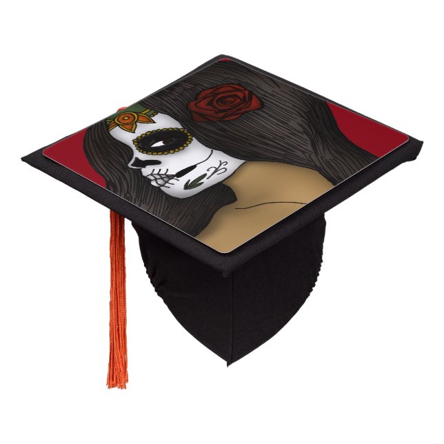 Day of the dead girl graduation cap topper (Angled)