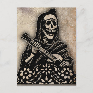 Day of the Dead Guitar Playing Skeleton Postcard