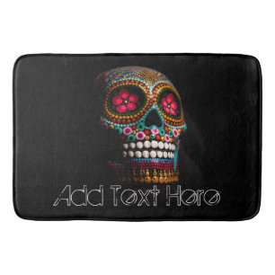 Day of the Dead Halloween Cute Painted Skull Bath Mat