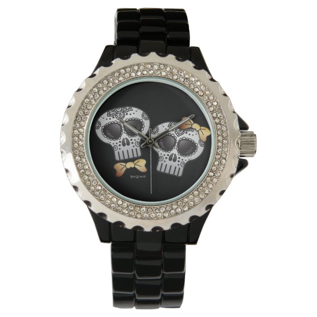 Day of the Dead Halloween Skull Dia de los Muertos Watch (Front)