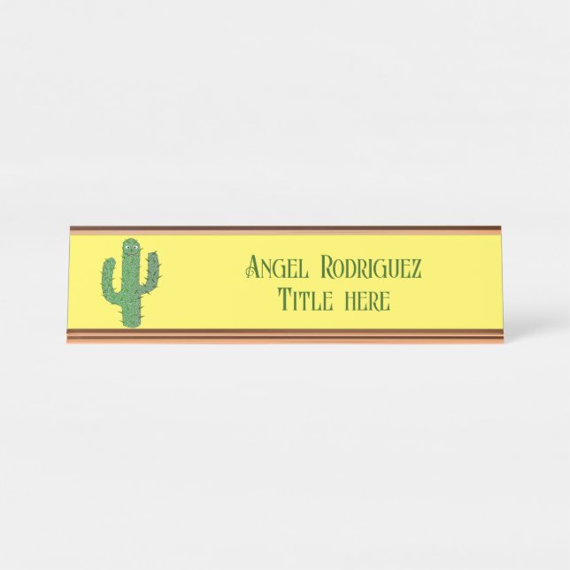 Day of the Dead Happy Cactus Custom Desk Name Plate (Front)
