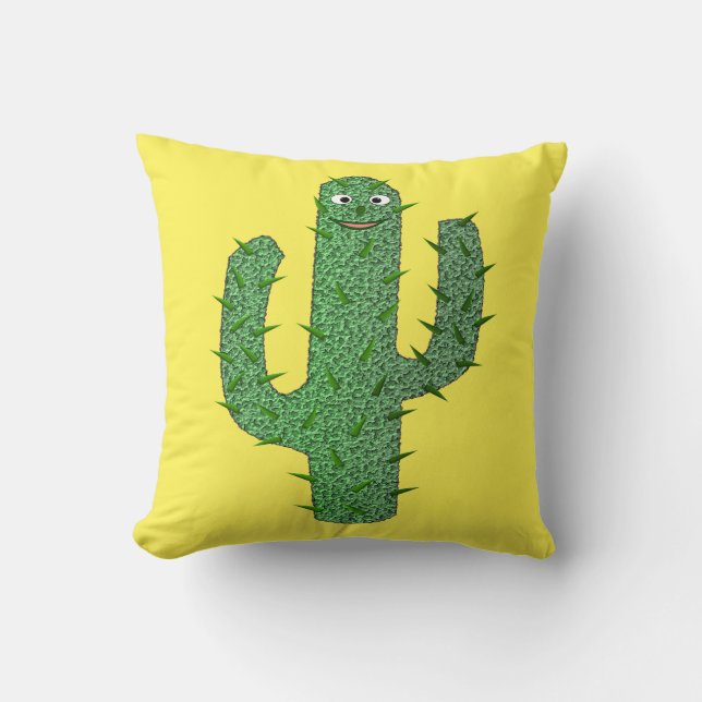Day of the Dead Happy Cactus Double Sided Throw Pillow (Front)