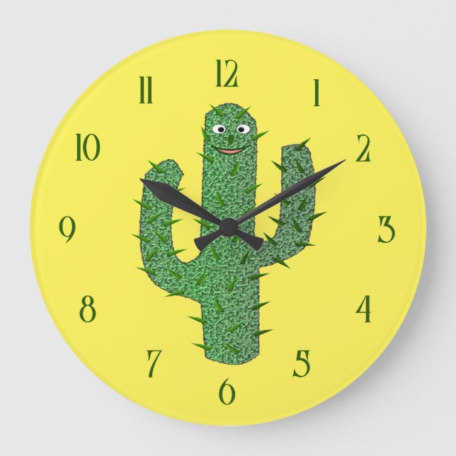 Day of the Dead Happy Cactus Large Clock (Front)