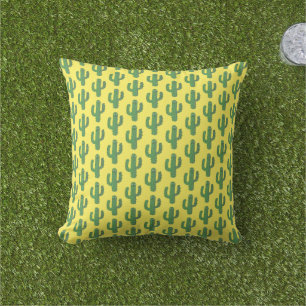 Day of the Dead Happy Cactus Patterned Outdoor Pillow