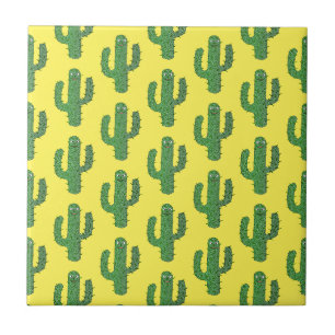Day of the Dead Happy Cactus Patterned Tile