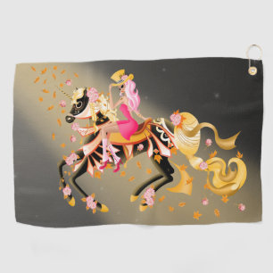 Day of the Dead horse and lady  Golf Towel