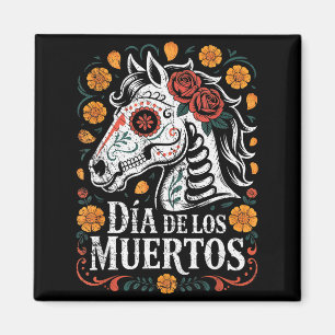 Day Of The Dead Horse Halloween Sugar Skull Costum Magnet