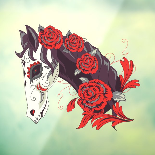 Day of the Dead Horse Skeleton with Roses Window Cling (Sheet 3)