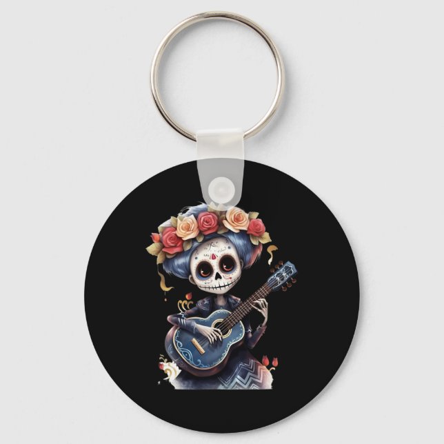 Day Of The Dead Inspired Catrina Sugar Skull  Keychain (Front)