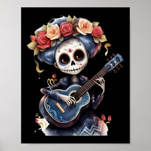 Day Of The Dead Inspired Catrina Sugar Skull  Poster