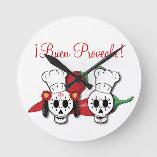 Day of the Dead Kitchen Clock with Chili Peppers