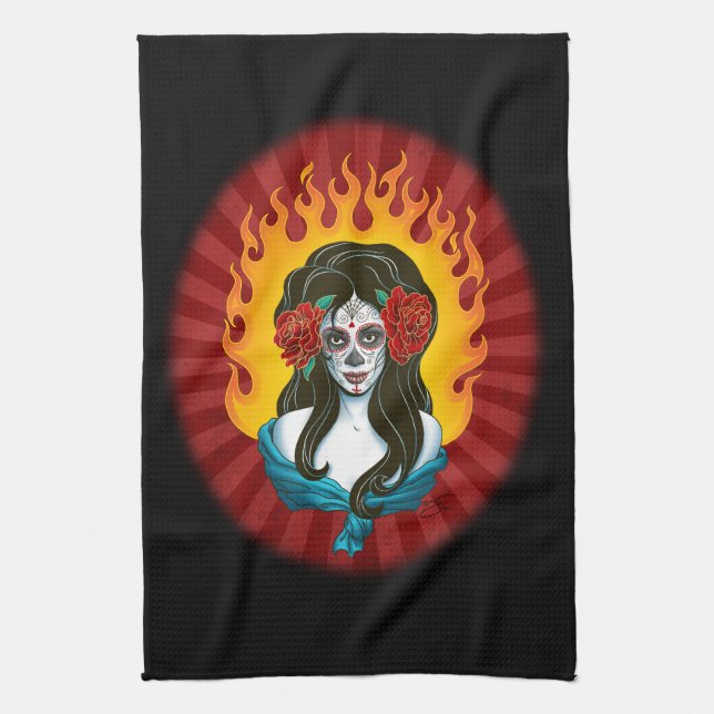 Day of the Dead La Muerta Kitchen Towel (Vertical)