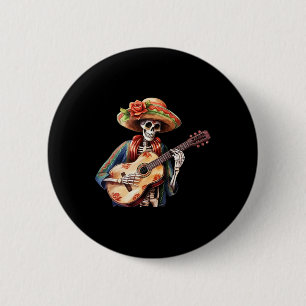 Day Of The Dead Lady Sugar Skull Dia De Los Muerto 2 Inch Round Button