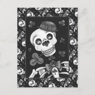 DAY OF THE DEAD LEPRECHAUN, ST. PADDY'S DAY SKULL HOLIDAY POSTCARD