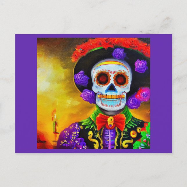 Day of the Dead Man 1 Holiday Postcard (Front)
