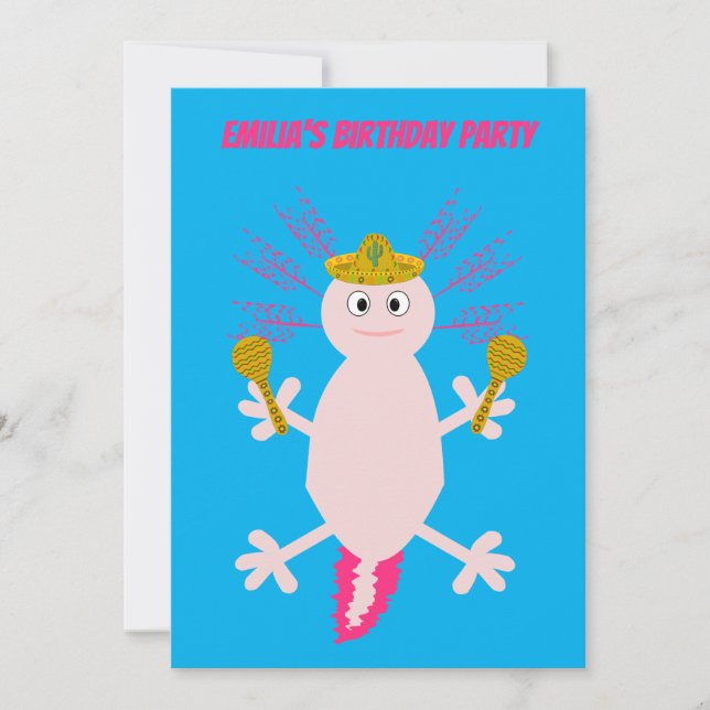 Day of the Dead Mexican Axolotl Birthday Party Invitation (Front)