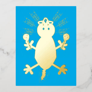 Day of the Dead Mexican Axolotl Foil Holiday Postcard