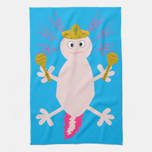 Day of the Dead Mexican Axolotl Kitchen Towel