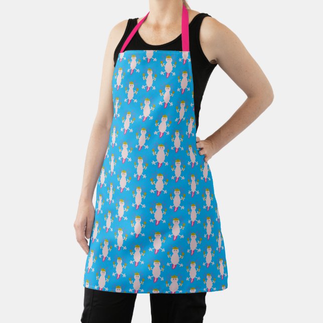 Day of the Dead Mexican Axolotl Patterned Apron (Insitu)