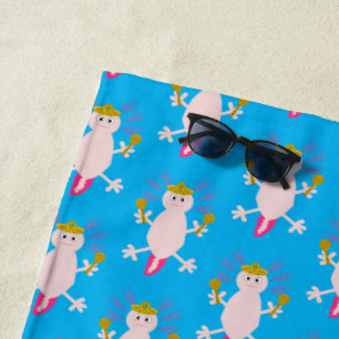Day of the Dead Mexican Axolotl Patterned Beach Towel