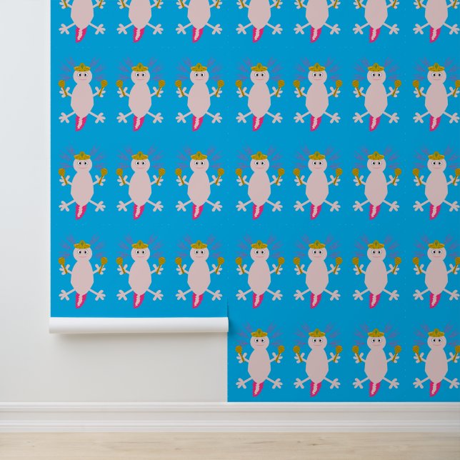 Day of the Dead Mexican Axolotl Patterned Wallpaper (Application)