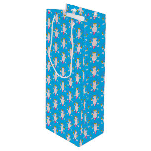 Day of the Dead Mexican Axolotl Patterned Wine Gift Bag