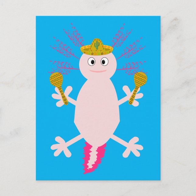 Day of the Dead Mexican Axolotl Postcard (Front)