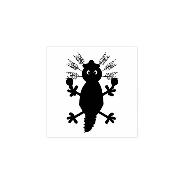 Day of the Dead Mexican Axolotl Rubber Stamp (Imprint)