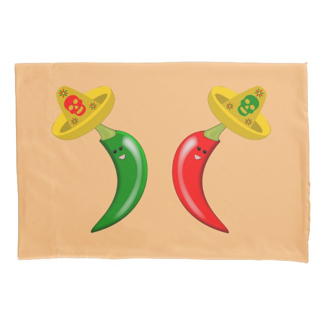 Day of the Dead Mexican Chili Double Sided Pattern Pillowcase (Front)