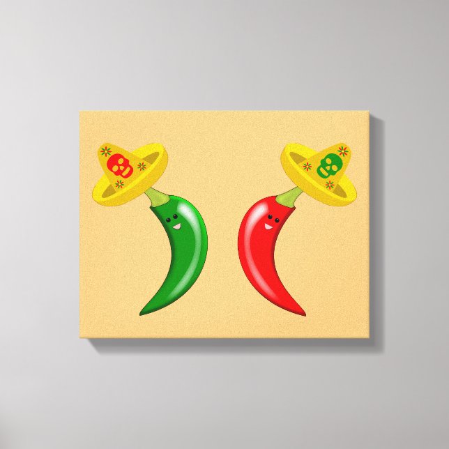 Day of the Dead Mexican Chilis Canvas Print (Front)