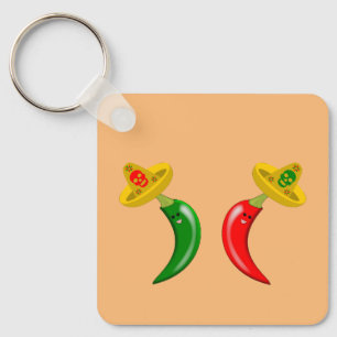 Day of the Dead Mexican Chilis Custom Double Sided Keychain