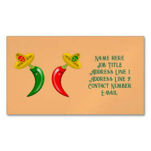 Day of the Dead Mexican Chilis Custom Magnetic Business Card