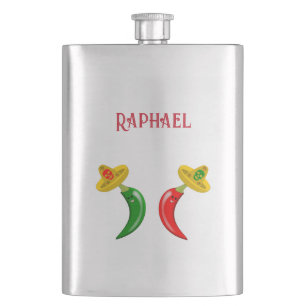 Day of the Dead Mexican Chilis Custom Name Hip Flask