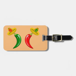 Day of the Dead Mexican Chilis Custom Name Luggage Tag