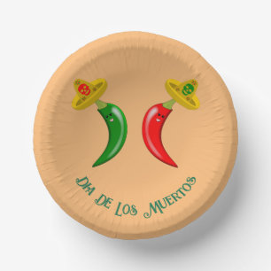 Day of the Dead Mexican Chilis Custom Paper Plate