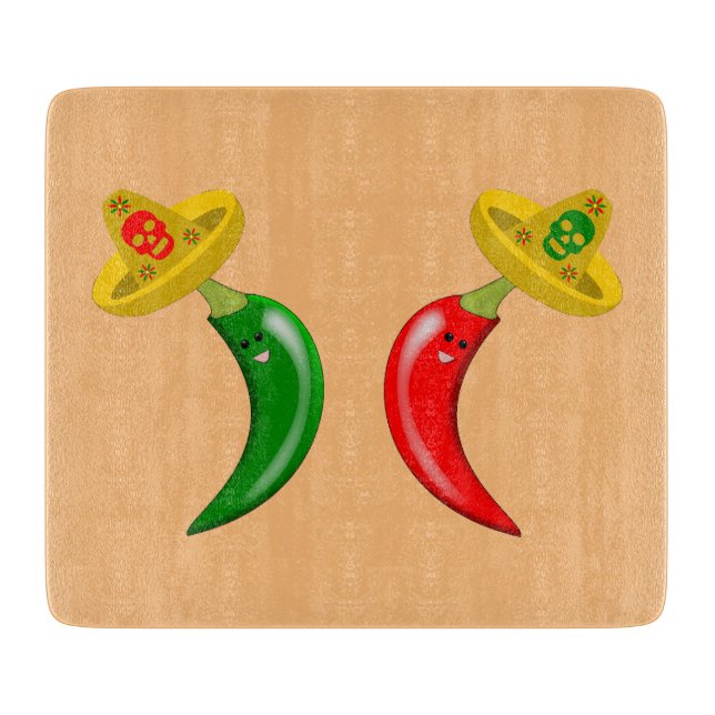 Day of the Dead Mexican Chilis Cutting Board (Front)