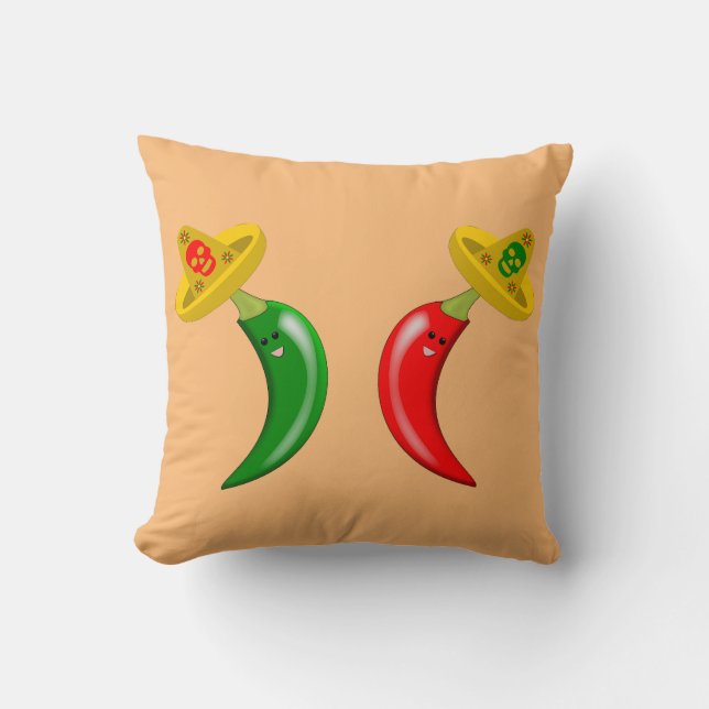 Day of the Dead Mexican Chilis Double Sided Throw Pillow (Front)