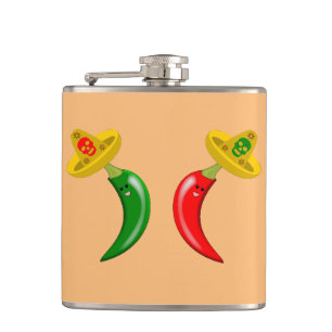 Day of the Dead Mexican Chilis Hip Flask