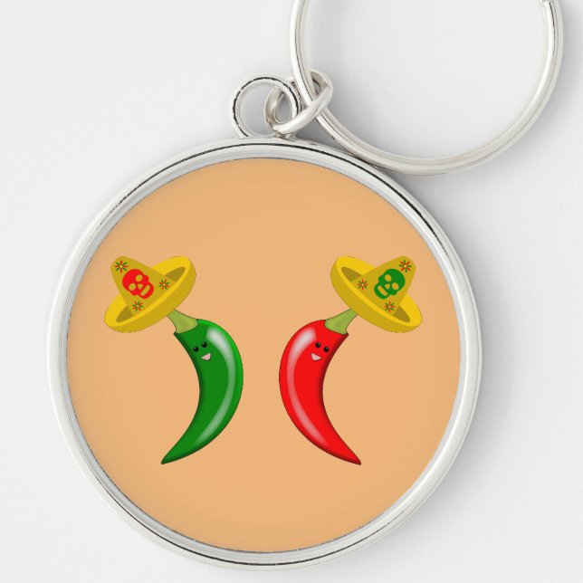 Day of the Dead Mexican Chilis Keychain (Front)